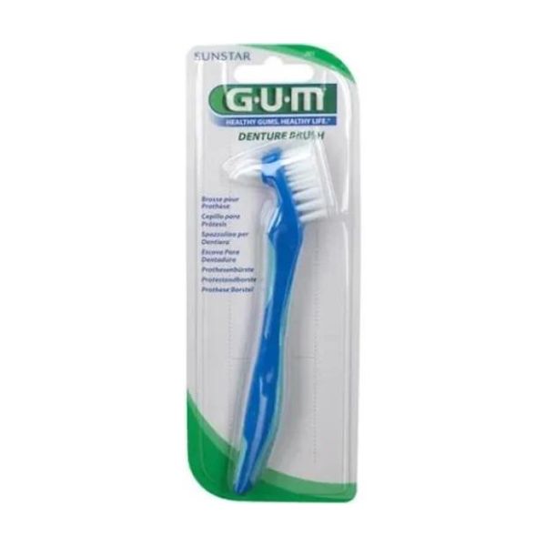 Perie pentru curatarea protezei dentare, GUM Denture Brush, albastra
