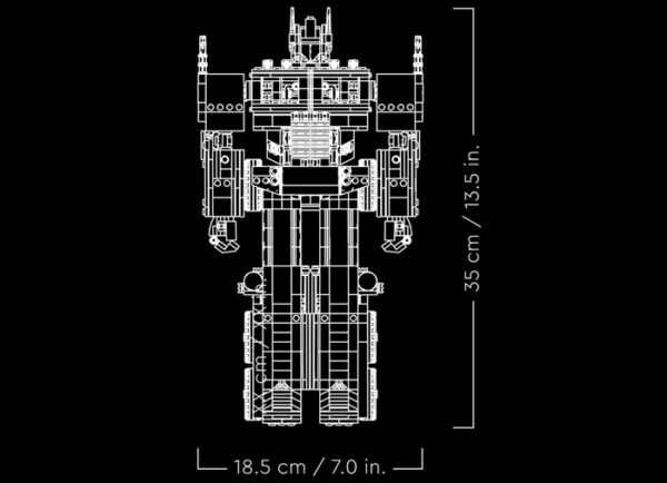 Transformers Optimus Prime LEGO Creator Expert Dimensiuni