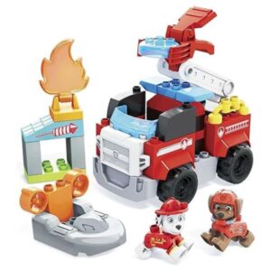 Set constructie Mega Bloks Paw Patrol The Movie Marshalls City Fire Rescue 32 piese si 2 figurine 3+ ani