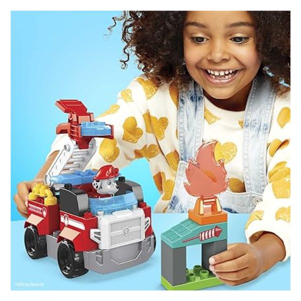 Set de constructie Mega Bloks Paw Patrol The Movie Marshalls City Fire Rescue 32 piese si 2 figurine 3+ ani