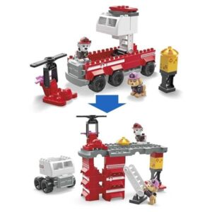 Set constructie Mega Paw Patrol Marshall Super Camion de Pompieri 33 piese si 2 figurine 3+ ani