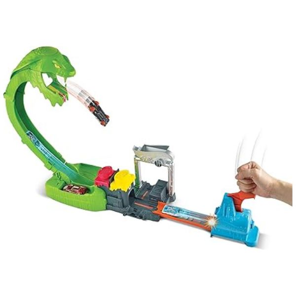 Set de joaca Hot Wheels City Toxic Creatures - Toxic Snake Strike include masinuta si slime