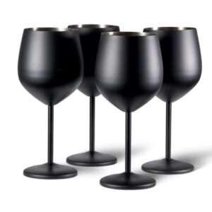 4 pahare de vin negru mat Oak&Steel