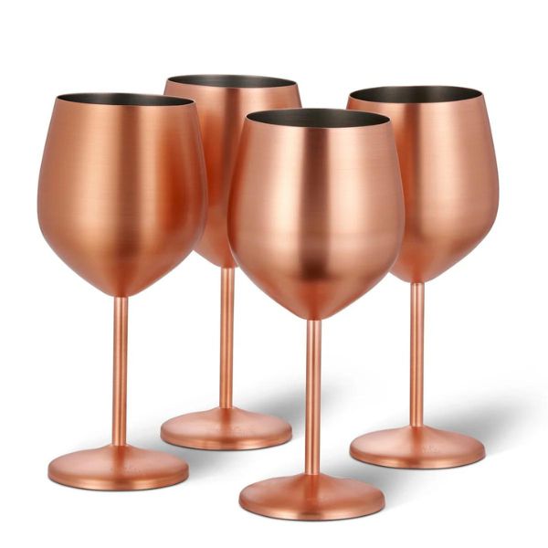 4 pahare de vin rose gold mat