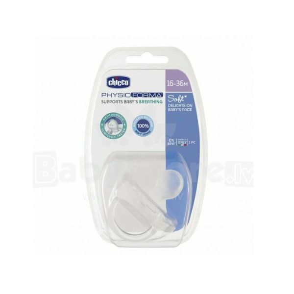 Suzetă silicon monobloc ortodontică Physio Soft Chicco, 16-36 luni