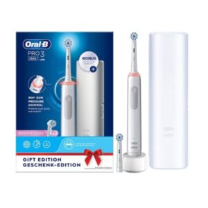 Periuta de dinti electrica Oral-B Pro 3 3500 Sensitive Clean, Curatare 3D, 3 programe, 2 capete incluse, Trusa de calatorie, Alb