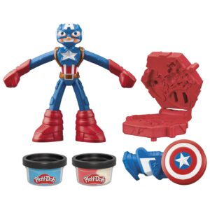 PLAY-DOH MARVEL FIGURINA FLEXIBILA CU ACCESORII CAPTAIN AMERICA 10CM - imagine 1