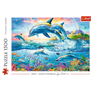 PUZZLE TREFL 1500 FAMILIA DE DELFINI - imagine 2