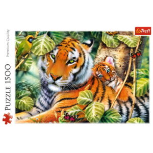 PUZZLE TREFL 1500 TIGRI BENGALEZI IN PADUREA TROPICALA - imagine 2