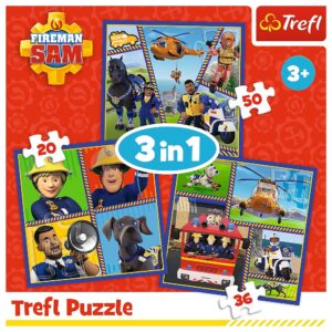 PUZZLE TREFL 3IN1 POMPIERUL SAM O ZI DIN VIATA POMPIERILOR - imagine 4