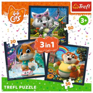 PUZZLE TREFL 3IN1 44 CATS PISICILE DRAGALASE - imagine 4