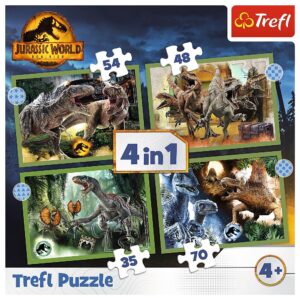 PUZZLE TREFL JURASSIC WORLD 4IN1 IN LUMEA DINOZAURILOR - imagine 5