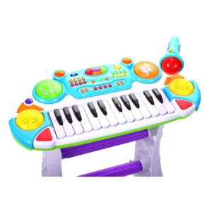 INSTRUMENT MUZICAL PIANINA ELECTRONICA MALPLAY CU SCAUN SI MICROFON 45 CM INALTIME ALBASTRU - imagine 1