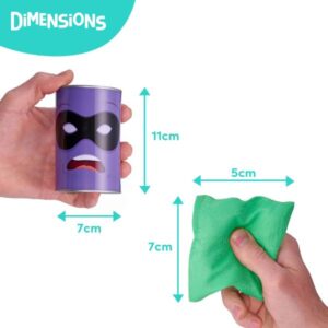 Joc interactiv de aruncare "Dărâmă Dozele" include 10 doze cu fețe haioase și numere și 3 săculței colorați - imagine 5