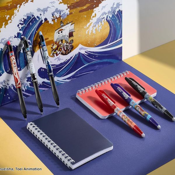 Set Pixuri Ștergătoare Pilot Frixion x One Piece – 6 Pixuri + 4 Stickere Anime